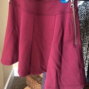Maroon flared mini skirt